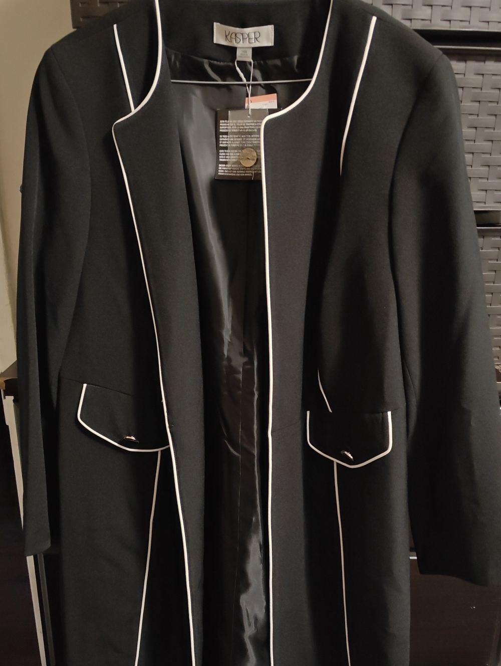 Kasper Black Blazer with White Trim